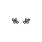 Large 4 Diamond Post Earrings in Oxidized Silver
