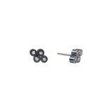 Large 4 Diamond Post Earrings in Oxidized Silver