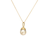 Capped Golden Pearl Pendant in 18k Gold