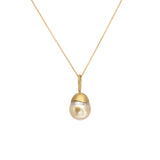 Capped Golden Pearl Pendant in 18k Gold