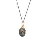 Oblong Dark Grey Tahitian Pearl Pendant in 14k Gold