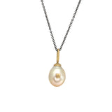 Capped Golden Pearl Pendant in 18k Gold