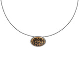 Klimt Enamel Pendant in 18k Yellow Gold & Oxidized Silver