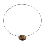 Klimt Enamel Pendant in 18k Yellow Gold & Oxidized Silver