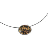 Klimt Enamel Pendant in 18k Yellow Gold & Oxidized Silver