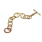Large Brass, Wood, and Bone Link Bracelet