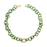 Medium Forest Green Circle Necklace with Brass Bean