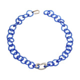 Medium Cobalt Circle Necklace with Silver Bean
