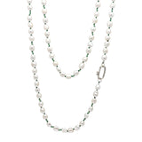 Long Knotted Pearl and Chrysoprase Necklace