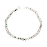 Pancake Pearl Knotted Necklace with Silver