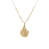 Koraru Coral Pendant with 7 White Diamonds in 18k Yellow Gold