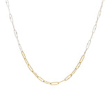 Short Links Chain in Brushed Silver with 12 Continuous 18k Gold Links