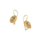 Custom Organic Gold Earrings with wire with Client's Grey Sapphires