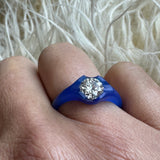 Custom 22k Scooped Prong Band Ring with Client's Diamond