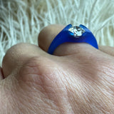 Custom 22k Scooped Prong Band Ring with Client's Diamond