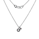 Flower Charm Necklace in Oxidized Silver