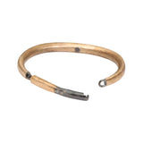 Forged Cuff Bracelet with Cognac Diamond in Ancient Bronze and Oxidized Silver