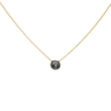 Hatachi Necklace in Oxidized Silver with White Diamond on 18k Yellow Gold Chain