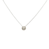 Hatachi Necklace in Brushed Silver with White Diamond on Silver Chain