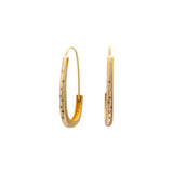 Oval Katachi Hoop Earrings with Champagne  Diamonds in Bronze with 14k Gold Earwires