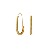 +Oval Katachi Hoop Earrings with White Diamonds in Bronze with 14k Gold Earwires