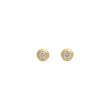 3.3mm White Diamond Cup Post Earrings in 18k Yellow Gold