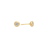 3.3mm White Diamond Cup Post Earrings in 18k Yellow Gold