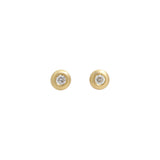 3.5mm White Diamond Cup Post Earrings in 18k Yellow Gold