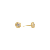 3.5mm White Diamond Cup Post Earrings in 18k Yellow Gold