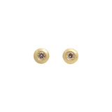 4mm White Diamond Cup Post Earrings in 18k Yellow Gold