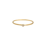 Thin Band with White Diamond in 14k Yellow Gold