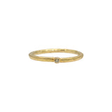Slim Textured Band in 18k Yellow Gold with One Diamond