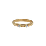 Double White Diamond Stacking Ring in 18k Yellow Gold