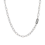 Handmade Oval Chain in Oxidized Silver with 18k Yellow Gold Accents