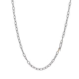 Handmade Oval Chain in Oxidized Silver with One 18k Yellow Gold Link
