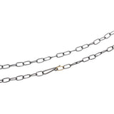 Handmade Oval Chain in Oxidized Silver with One 18k Yellow Gold Link