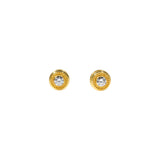 Floating White Diamond Post Earrings with Granulation in 22k Yellow Gold