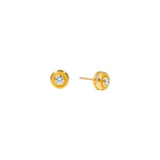 Floating White Diamond Post Earrings with Granulation in 22k Yellow Gold