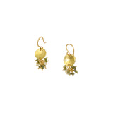 Gold Disc Earrings with Diamond Clusters in 18k Gold