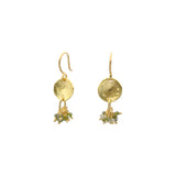 Gold Disc Earrings with Diamond Clusters in 18k Gold