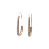 Oval Katachi Hoop Earrings in 14k Palladium White Gold with Grey Diamonds