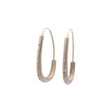 Oval Katachi Hoop Earrings in 14k Palladium White Gold with Grey Diamonds