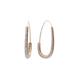 Oval Katachi Hoop Earrings in 14k Palladium White Gold with Grey Diamonds
