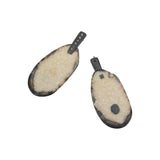 Fossilized Walrus Post Dangle Earrings with Oxidized Silver Top & Cognac Diamonds