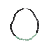 Black Agate and Aventurine Rondelle Necklace with Oxidized Silver Clasp