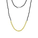 Round Matte Hematite and Rondelle Lemon Jade Necklace with Oxidized Silver Clasp