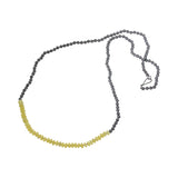 Round Matte Hematite and Rondelle Lemon Jade Necklace with Oxidized Silver Clasp