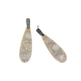 Fossilized Coral Post Dangle Earrings with Oxidized Silver Top and Cognac Diamonds