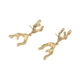 Sculpted Branch Post Dangle Earrings in 10k Yellow Gold with Cognac Diamonds