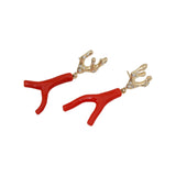 Sculpted Branch and Red Coral Post Dangle Earrings with 10k Gold with White diamonds